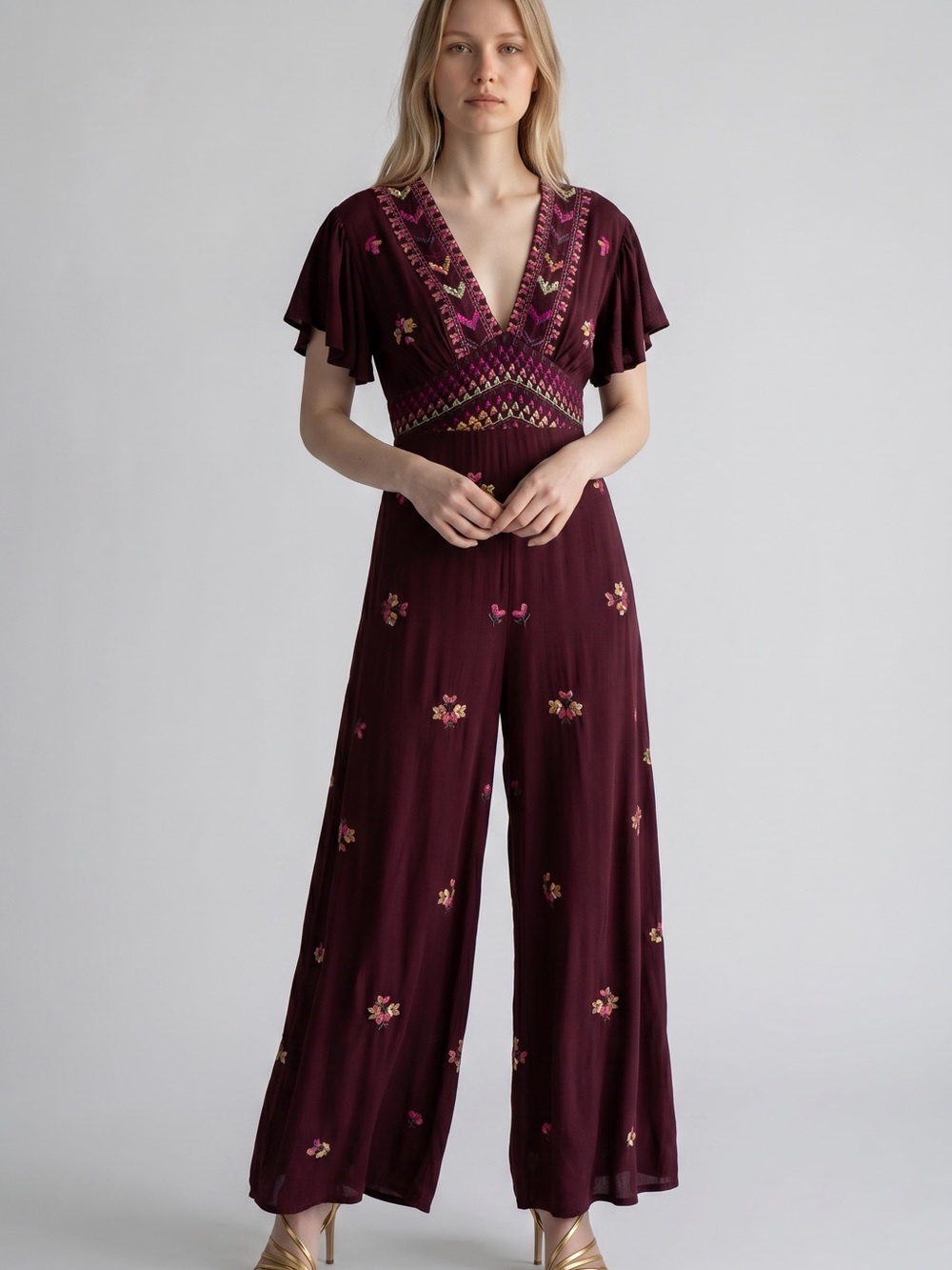 Free People Embroidered Cleo Jumpsuit